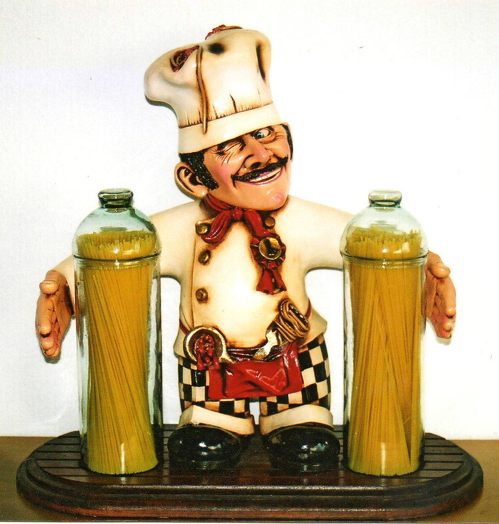 Chef with pasta jars