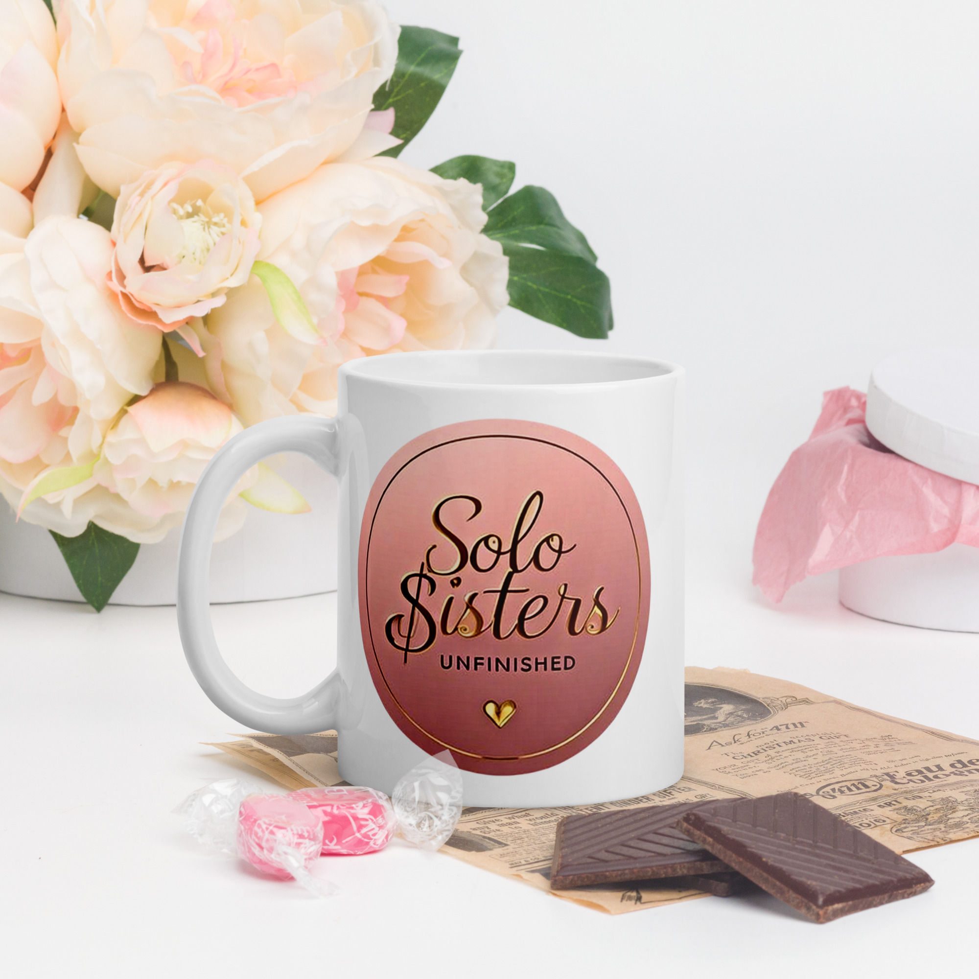 Solo $isters White Glossy Mug – Empower Your Day