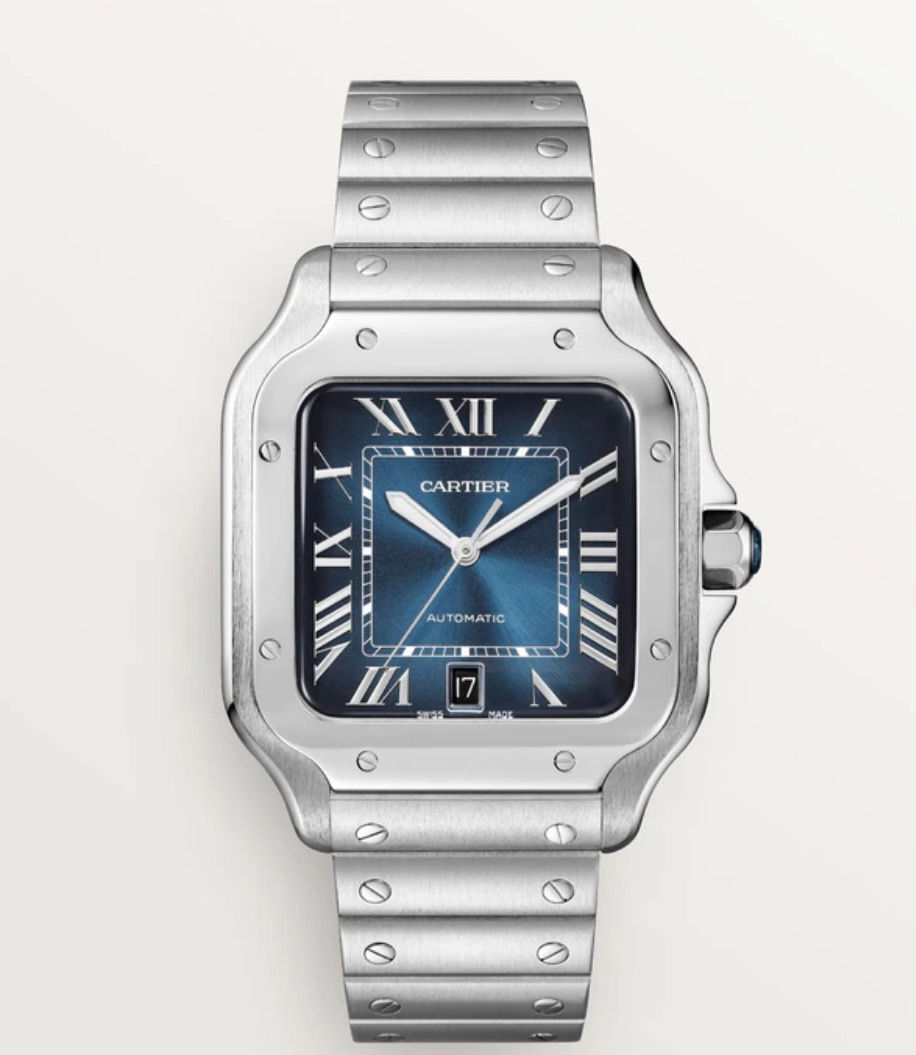 Thumbnail: Preowned Cartier Santos blue dial
