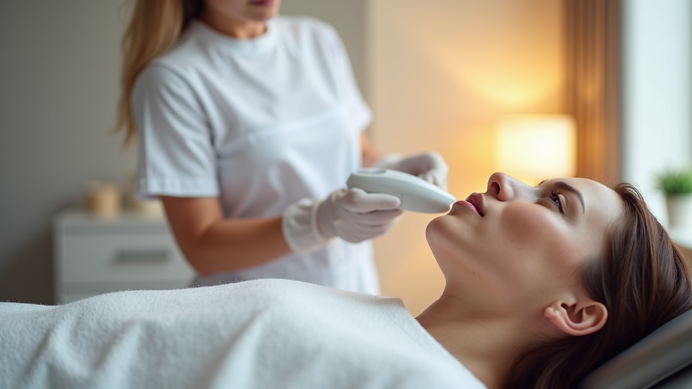 Eye-level view of modern laser hair removal clinic treatment room