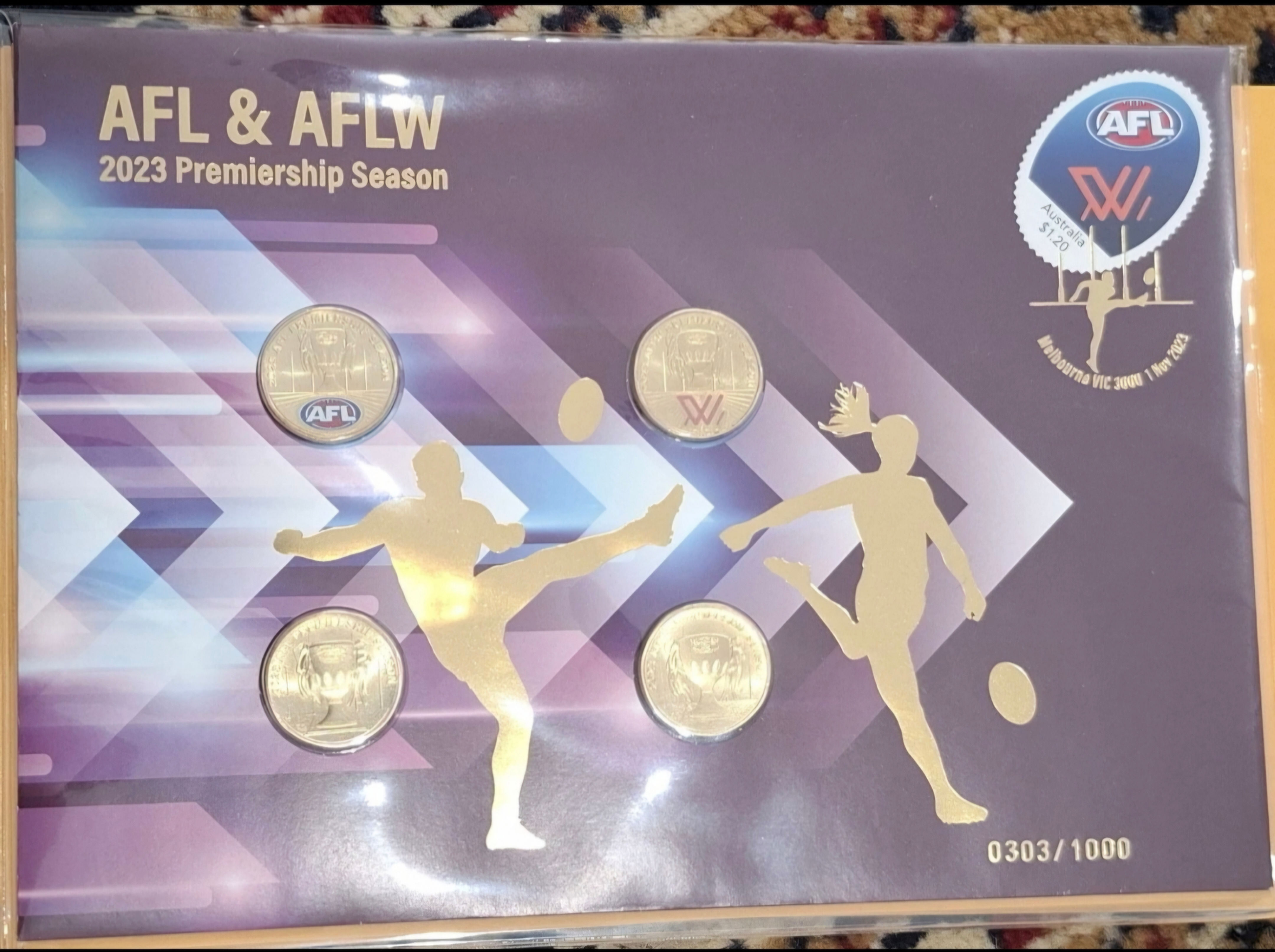2023 AFL & AFLW Premiership Season $1 Four Coin Limited Edition PNC # 303/1000