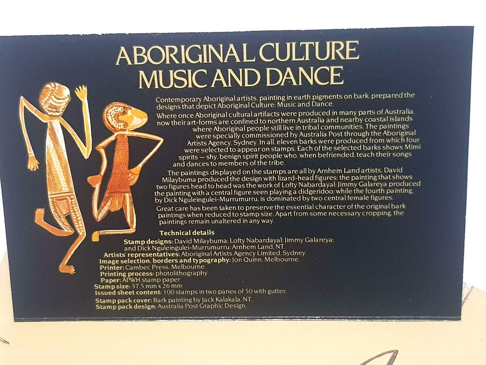 Thumbnail: Aboriginal Culture Music and Dance - x4 MNH Stamps Sheet