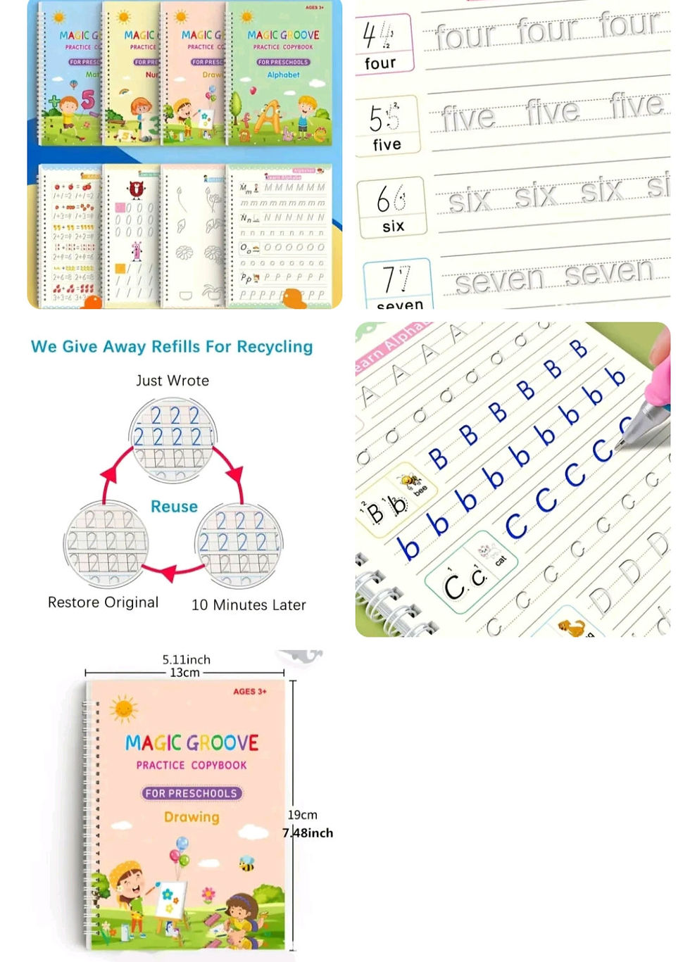 Thumbnail: x4 Copybooks MAGIC Grooved Children's Handwriting Practice Book See Description