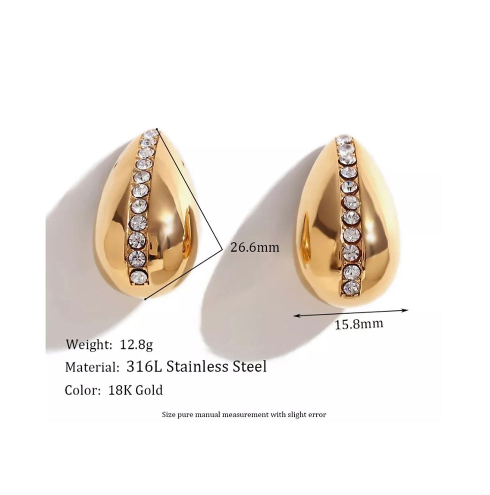 Thumbnail: Gold Plated Hollow Water Drop Stud Earrings Shining Zircon Jewelry Stainless Ste