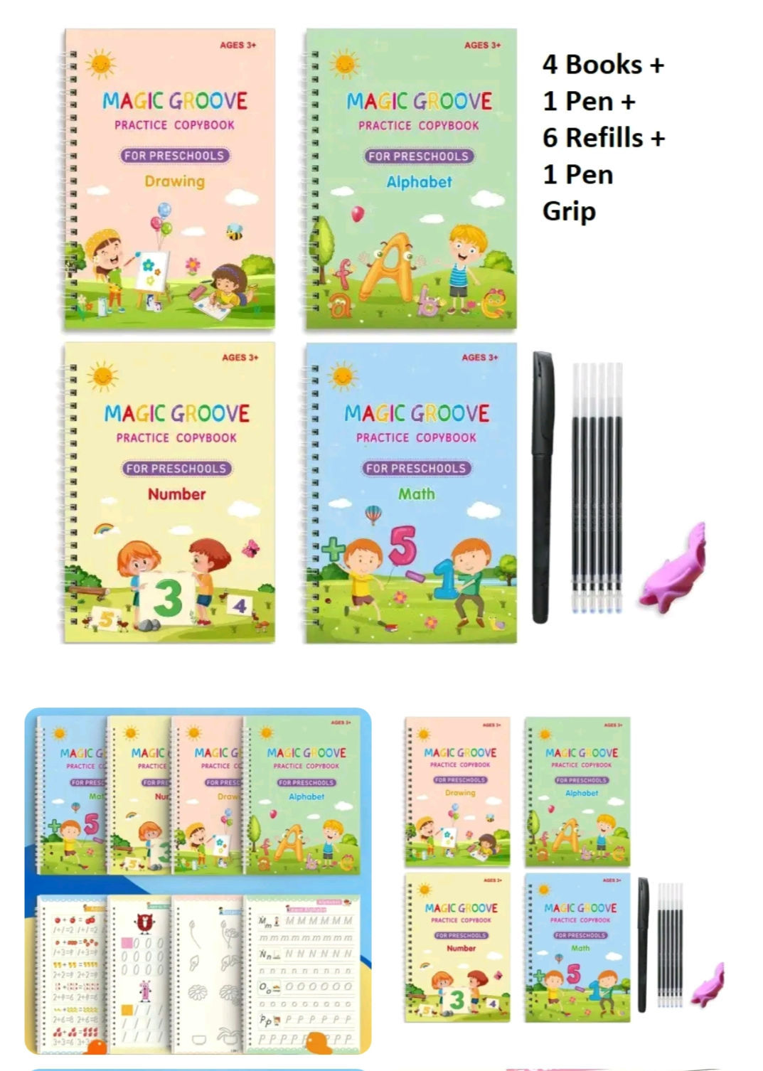 x4 Copybooks MAGIC Grooved Children's Handwriting Practice Book See Description