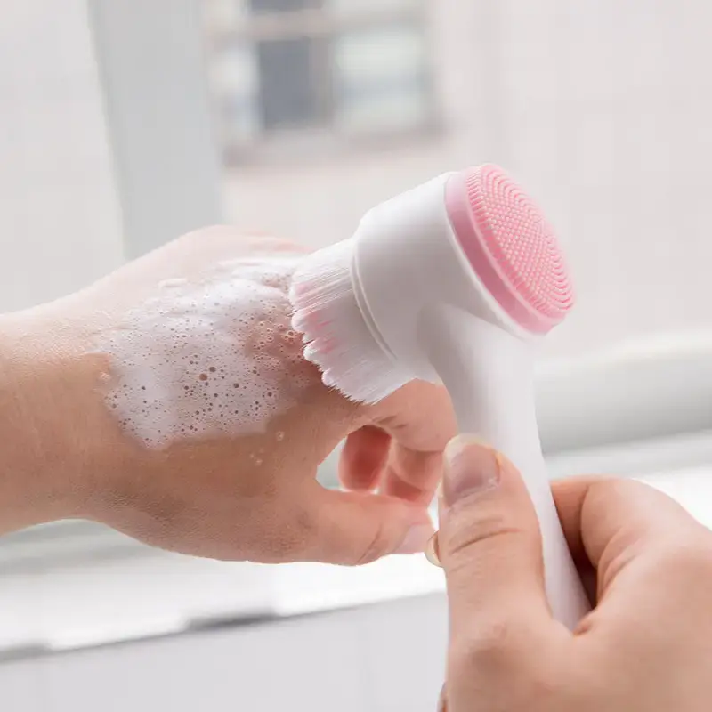 Thumbnail: PINK 3d Silicone Facial Cleansng Brush, Cleaning Scrub Oily Mxed Normal Dry Skin