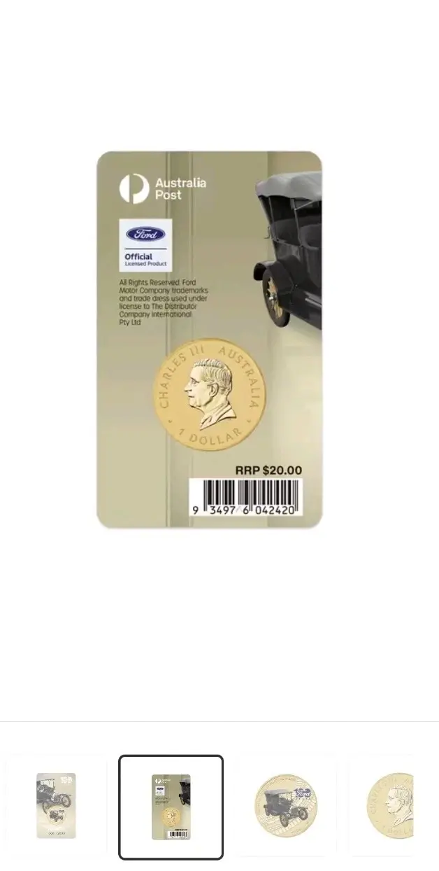 Thumbnail: 100 Years Ford 1925 Model T $1 Tuvalu Card Coin 2025 Limited To 2000 MINTAGE