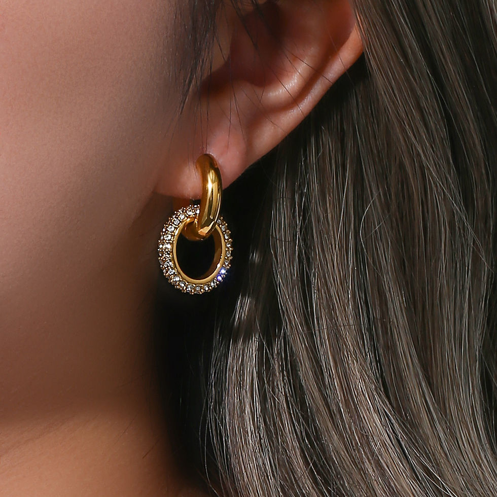 Thumbnail: 18K Gold Plated Non-Tarnish Stainless Steel Earrings Hypoallergenic Chunky Micro