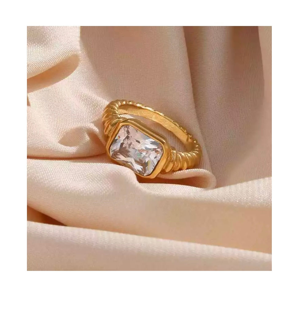 Thumbnail: Diamond Gold Platted Stainless Steel Ring With Cz Jewelry Ring Big