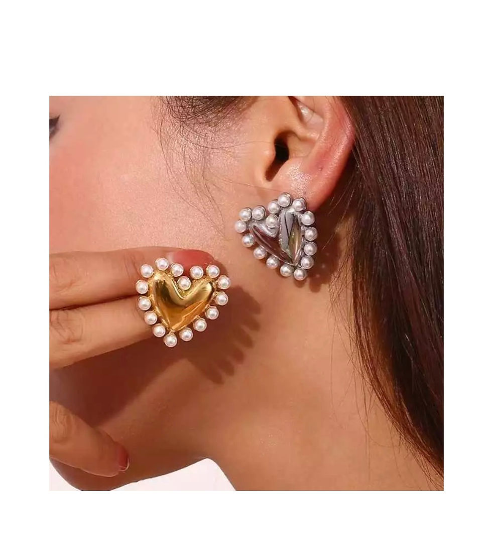 Thumbnail: 18K Gold Plated Stainless Steel Jewelry Set Pearl Stud Earrings Chose Style