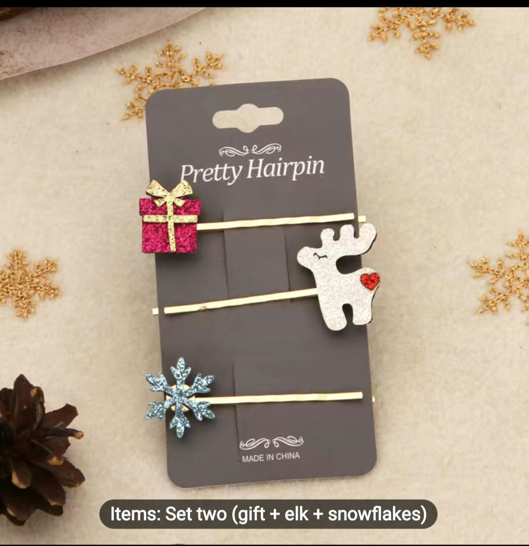 Christmas Hairpin Holiday Cute Elk Christmas Tree Bell Small Gift Hair Accessori