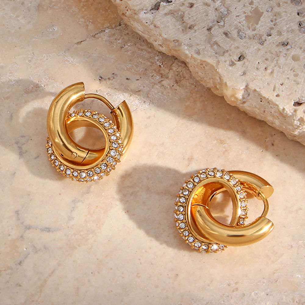 18K Gold Plated Non-Tarnish Stainless Steel Earrings Hypoallergenic Chunky Micro