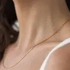 Thumbnail: Tarnish Free Stainless Steel Minimalist Thin Gold Plated Snake Chain Necklaces J