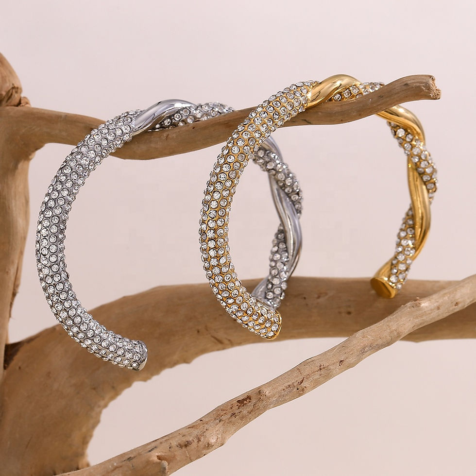 Thumbnail: Twisted Cuff Bangle 18k Gold Plated Jewelry Waterproof Bangles Jewelry Women 316