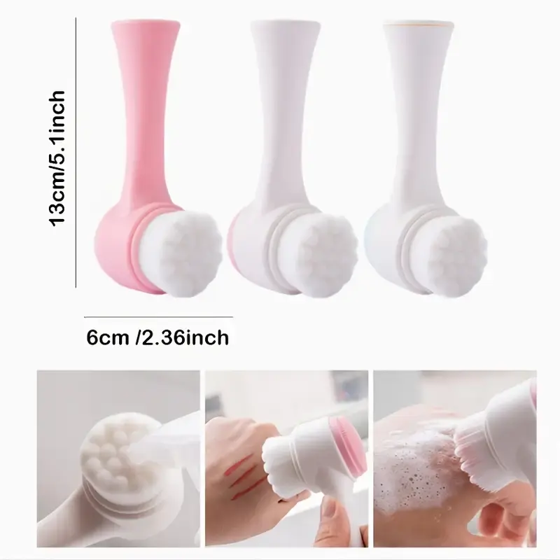 Thumbnail: 3D Double-sided Face Wash Brush Soft Hair Silicone Face Wash Machine Household M
