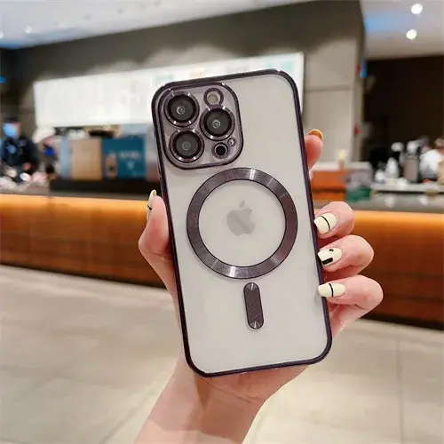 Thumbnail: Luxury Plating For Magsafe Case For Iphone 15 14 13 Pro Max Wireless Charging