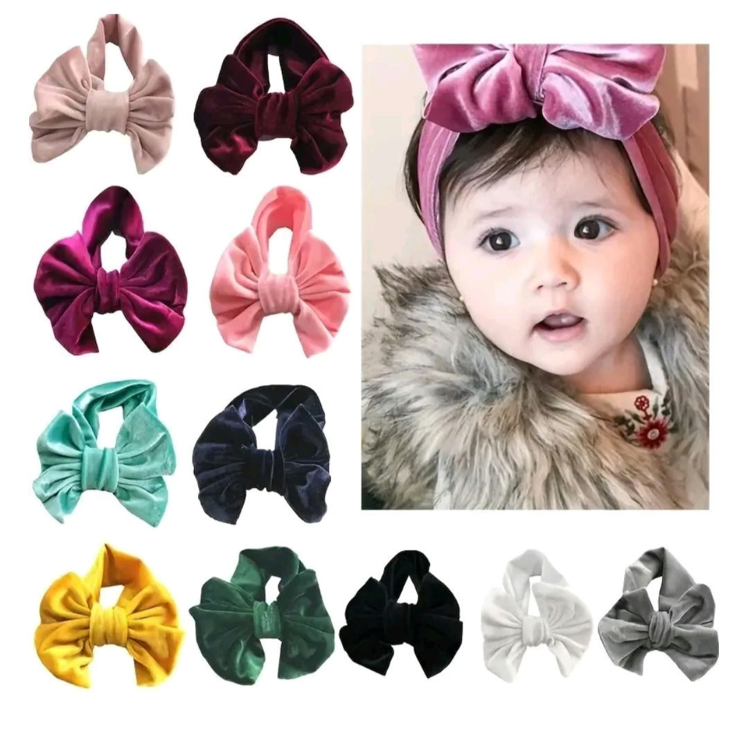 Baby Girls Headbands Head Wraps Velvet Bow Elastics Hairbands Hair Accessories