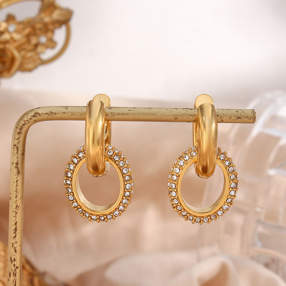 Thumbnail: 18K Gold Plated Non-Tarnish Stainless Steel Earrings Hypoallergenic Chunky Micro