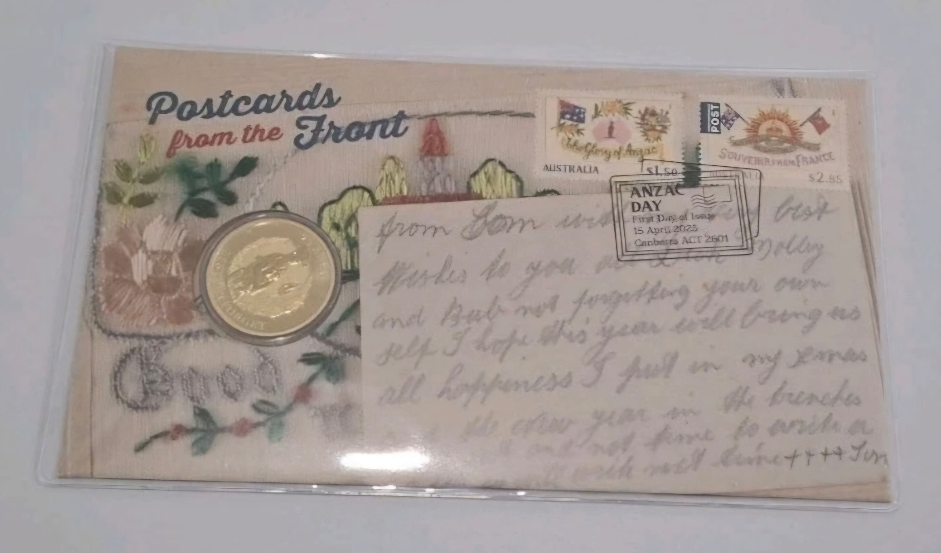 2025 ANZAC Day Lest We Forget $1 UNC Coin Postcards From The Front Great Collect