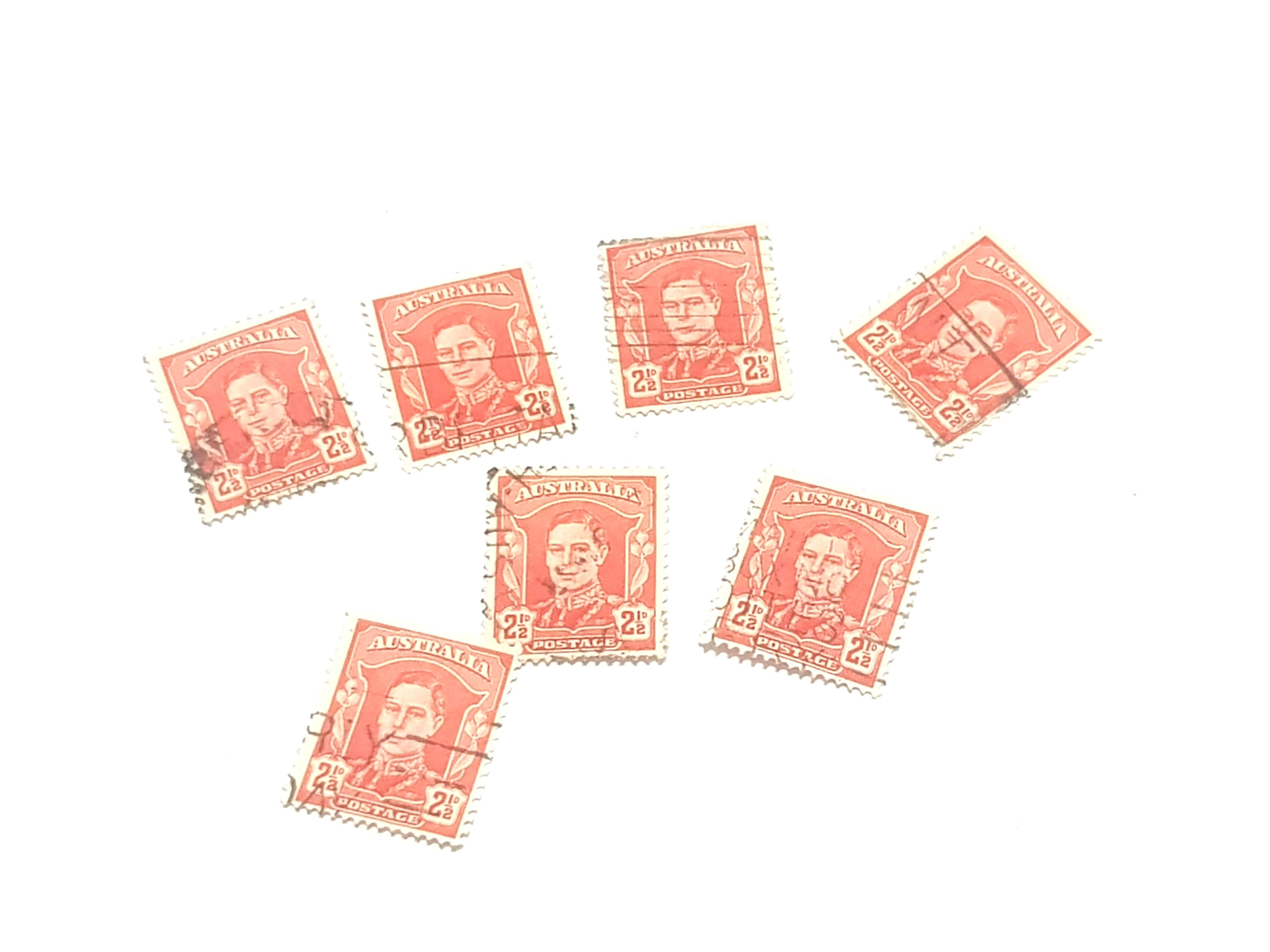 1942 2 1/2d Red KG VI Used Australian Pre Decimal Stamp - Price per Stamp