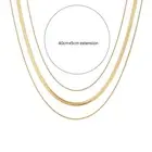 Thumbnail: Three Layers Thin Snake Bone Chain Gold Plated Stainless Steel Jewelry Necklace