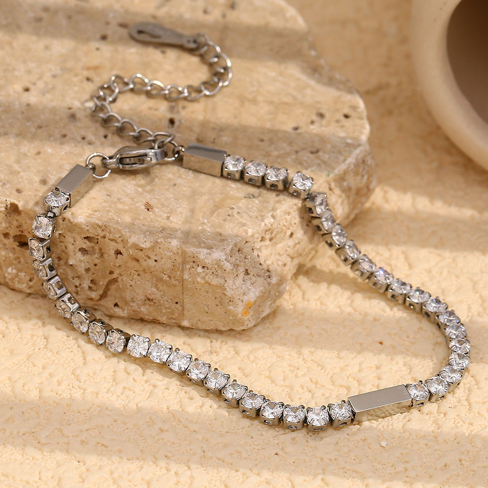 Thumbnail: Tennis Chain Bracelet Gold Plated Stainless Steel Engagement Jewelry