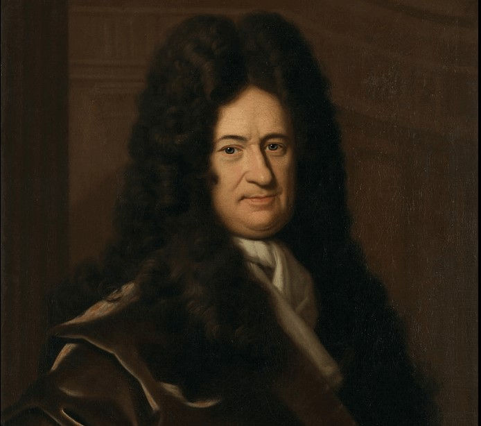 Barockes Portrait von Leibniz mit schwarzer Allonge-Perücke
