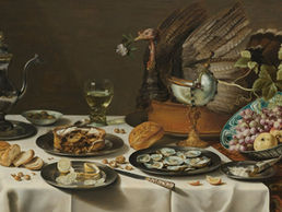 Ein Stillleben aus dem 17. Jahrhundert mit Essen und Getränken