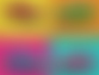 links zwei VW-Käfer, rechts zwei Trabis, in Pop-Art Farben