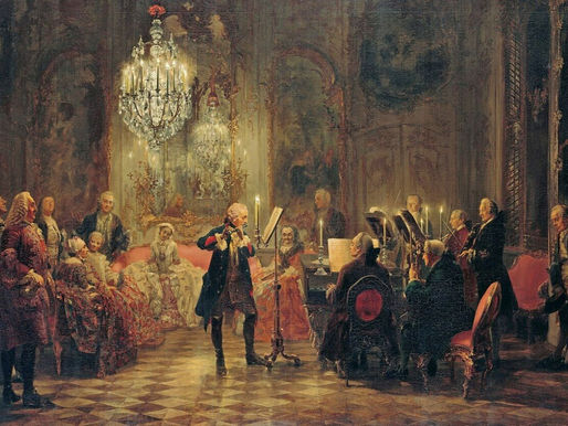 Historisches Gemälde eines barocken Flötenkonzerts