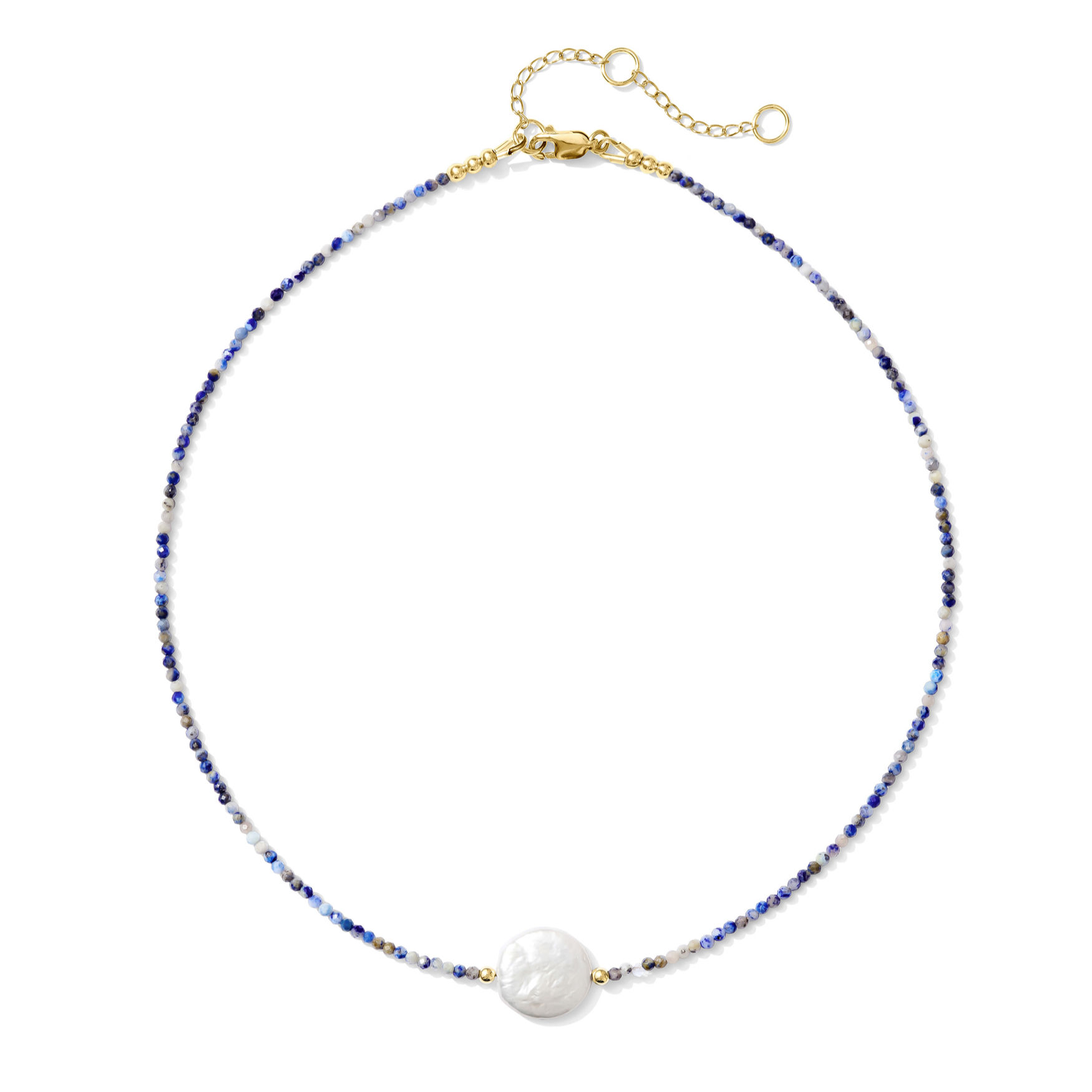 Pearl Gemstone Necklace in Blue