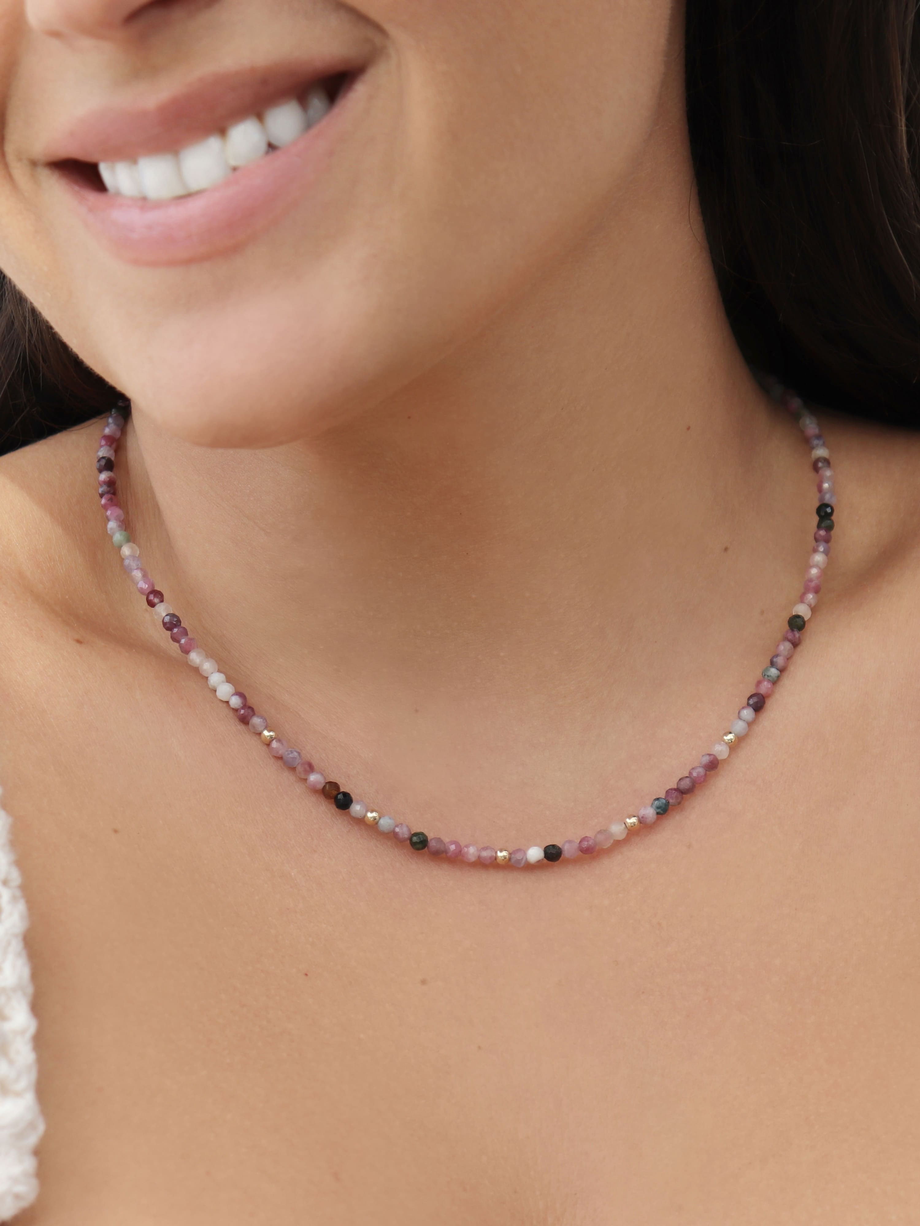 Crushed Candy Gem Necklace - Garden Mix