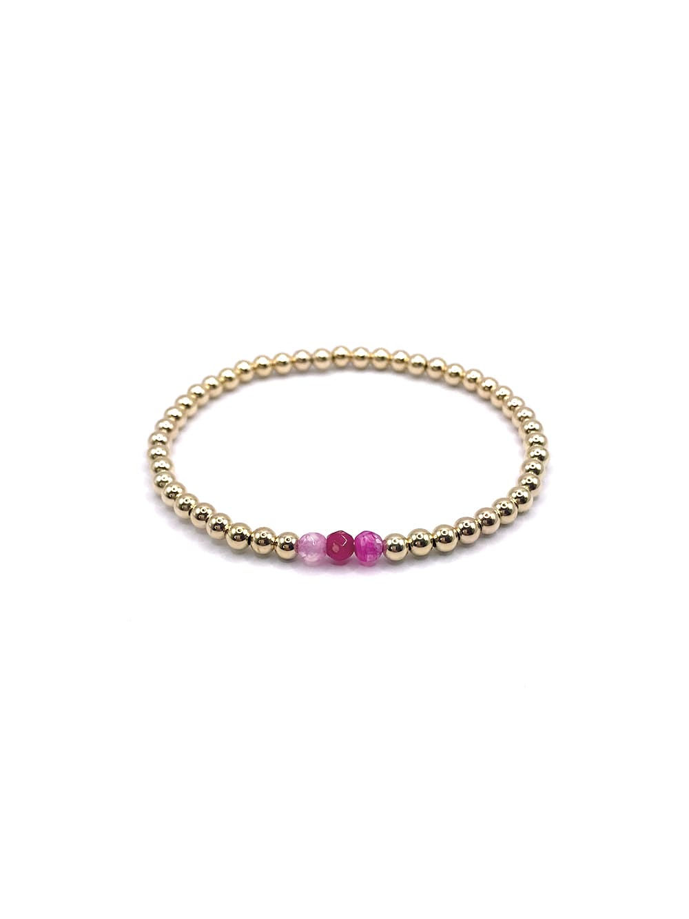 Gemma Stretchy Gold Filled Bracelet in Hot Pink Agate