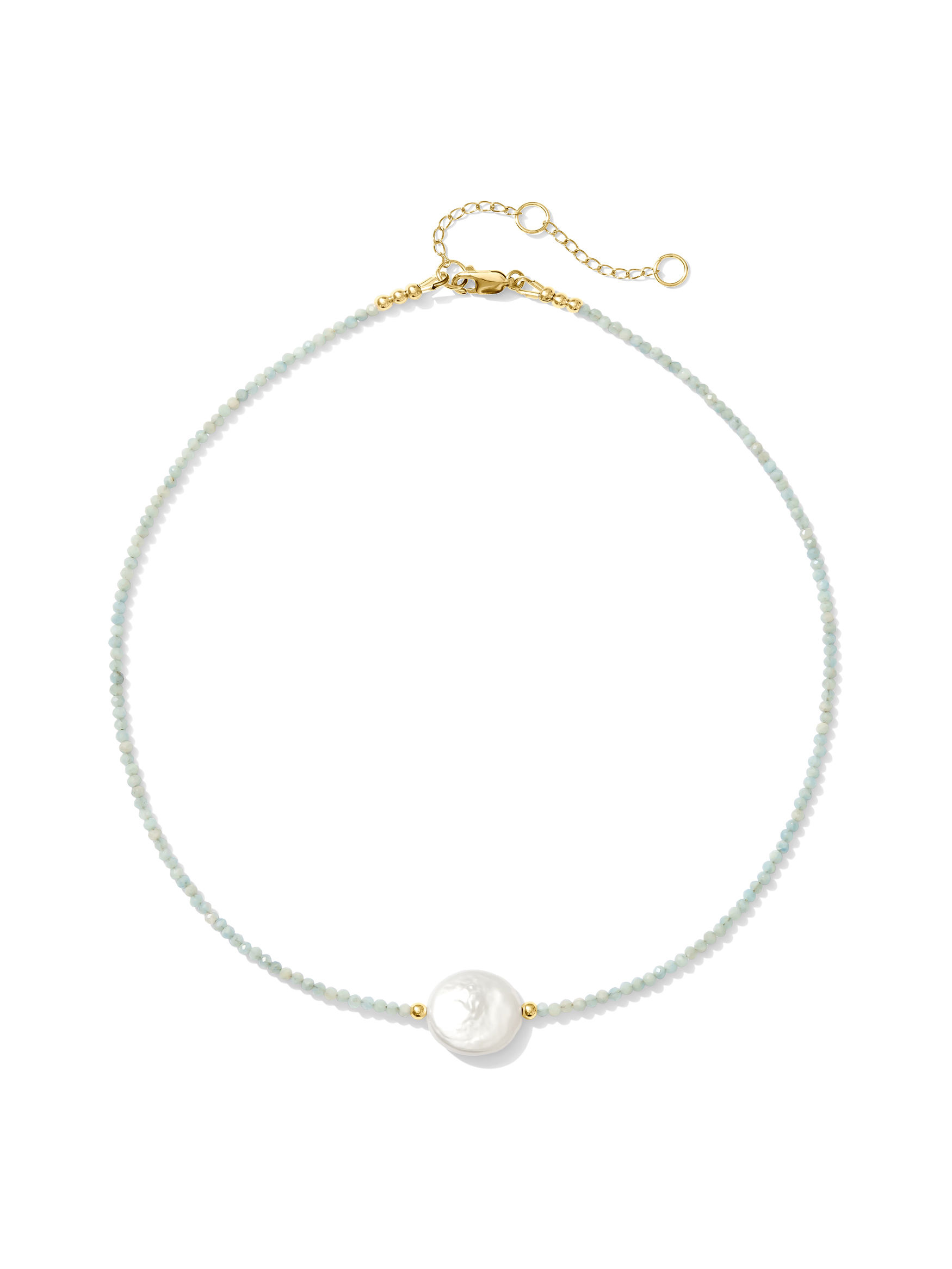 Mystic Coin Pearl Gemstone Necklace - Green Amazonite