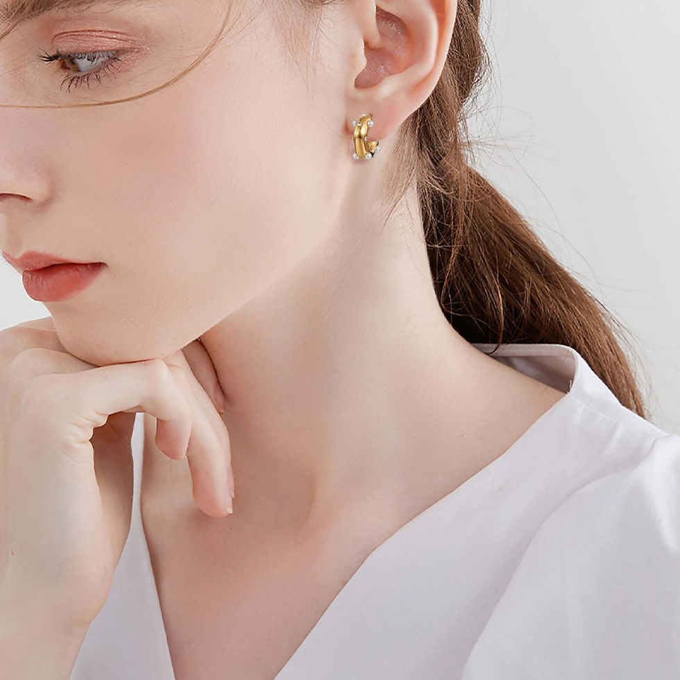 Thumbnail: Huggie Earrings with Pearl Pavé