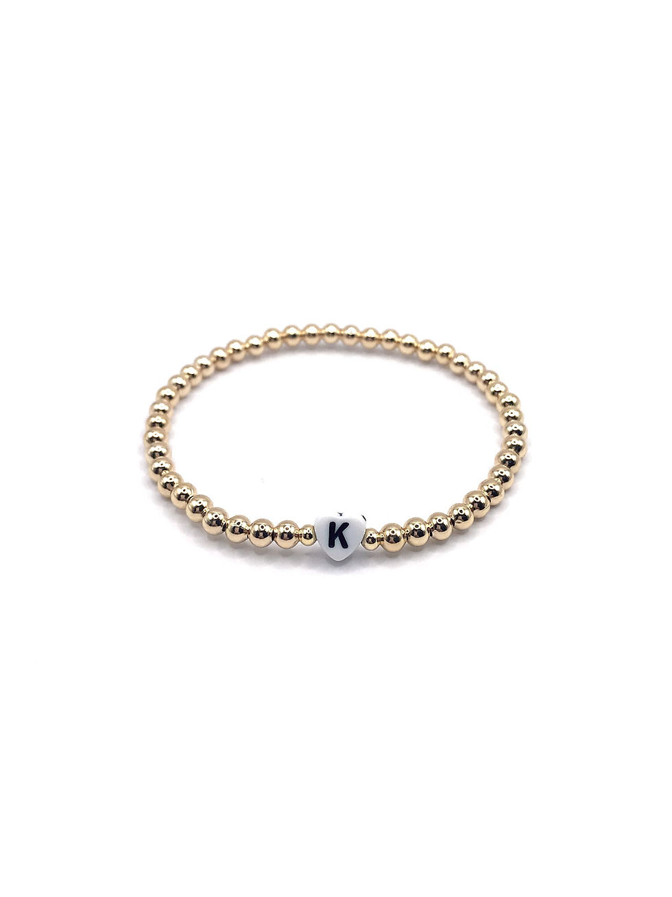 stretchy initial bracelet in gold