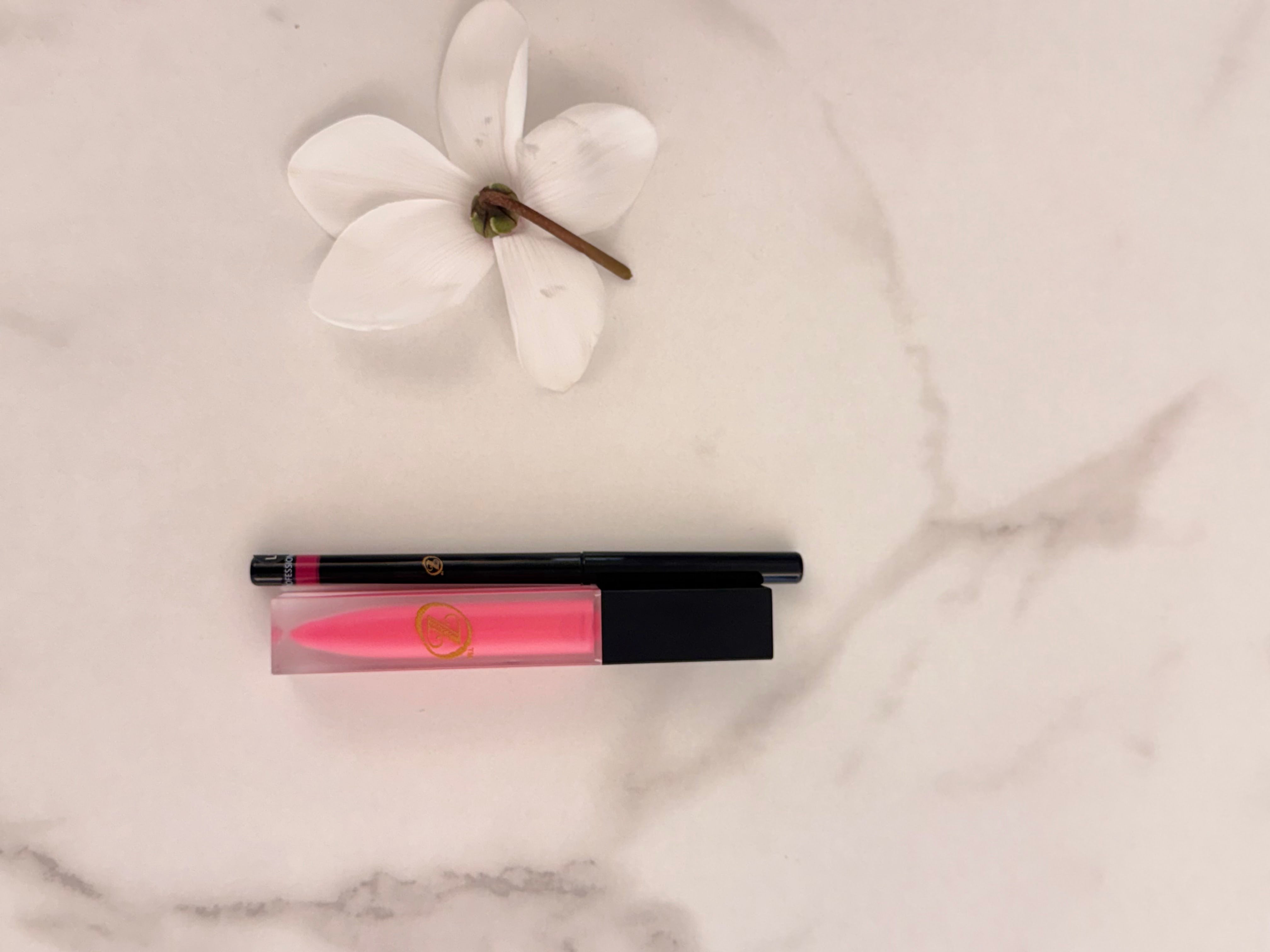 Zorganics Mineral Lip Shine in Hot pick and Lip Pencil