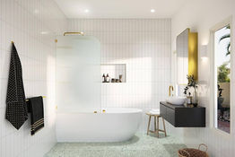 fluted glass over bath shower screen melbourne