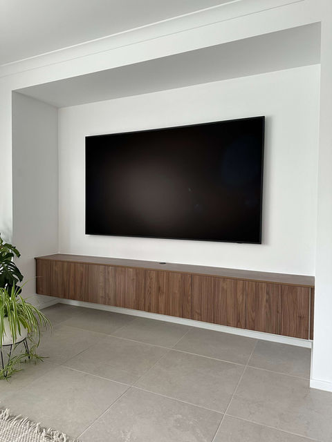 entertainment unit Custom Joinery Melbourne timber veneer