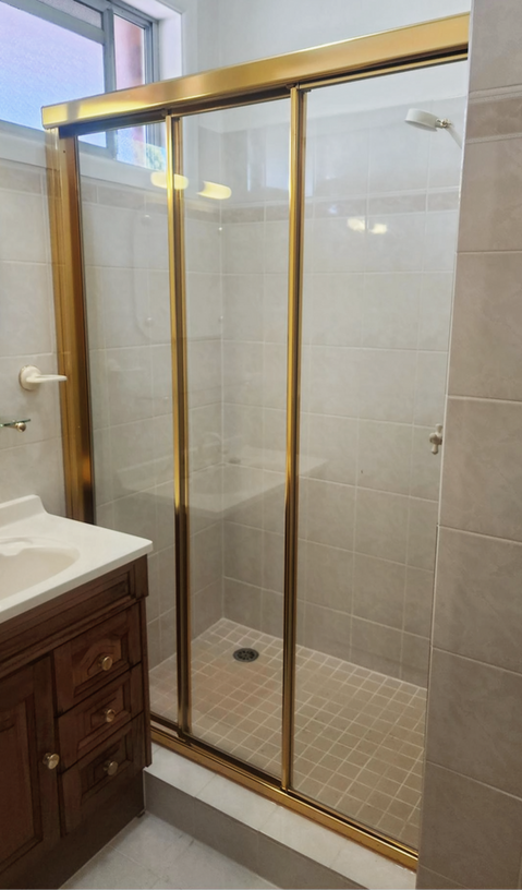 Bright Gold classic sliding door shower screen Melbourne
