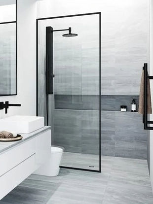 shower screen trends  - fixed frame screen black  melbourne