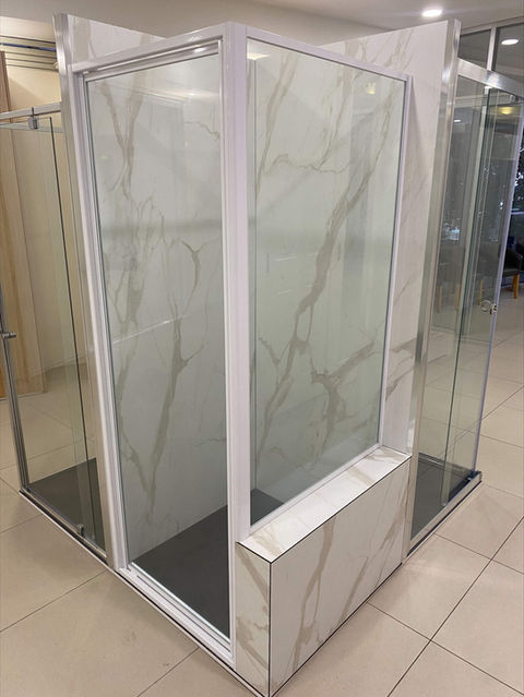 fully framed silver shower screen melbourne