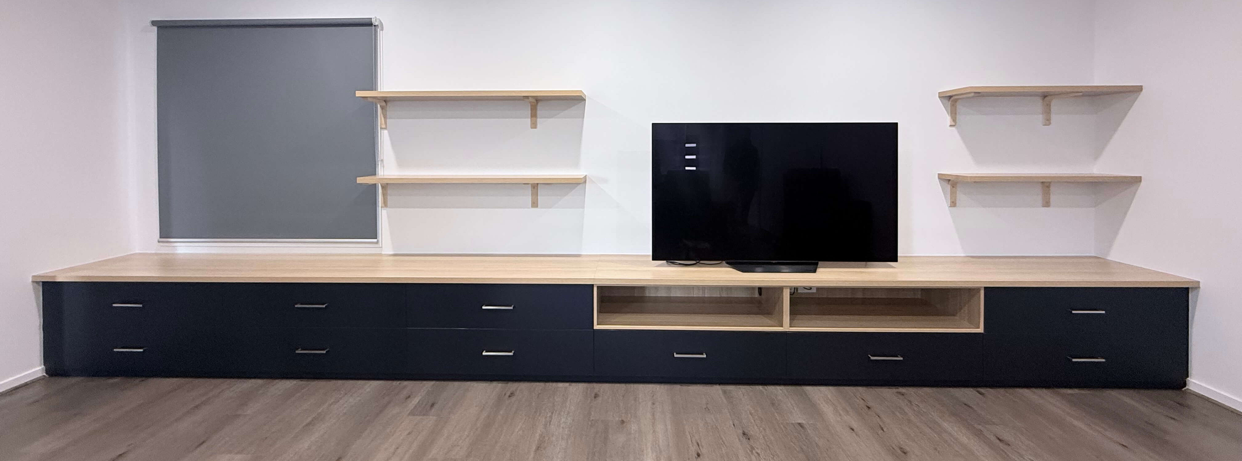 freestanding TV and Entertainment Unit in melbourne - black & timber