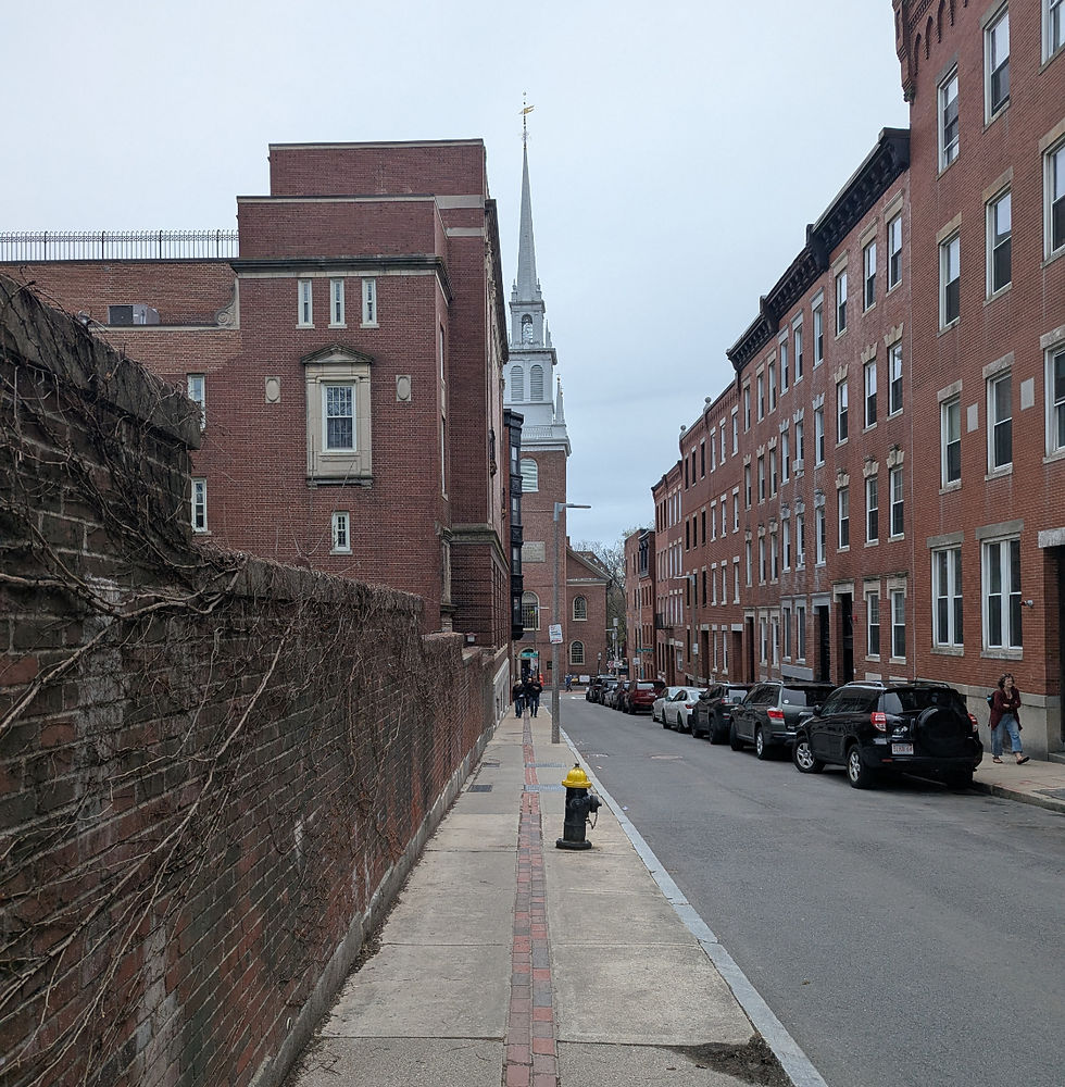 From just outside Copp's Hill Burial Ground, Old North Church in the background (the bell was ringing)