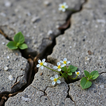 Delicate wild flowers growing out of cracks in concrete.jpg