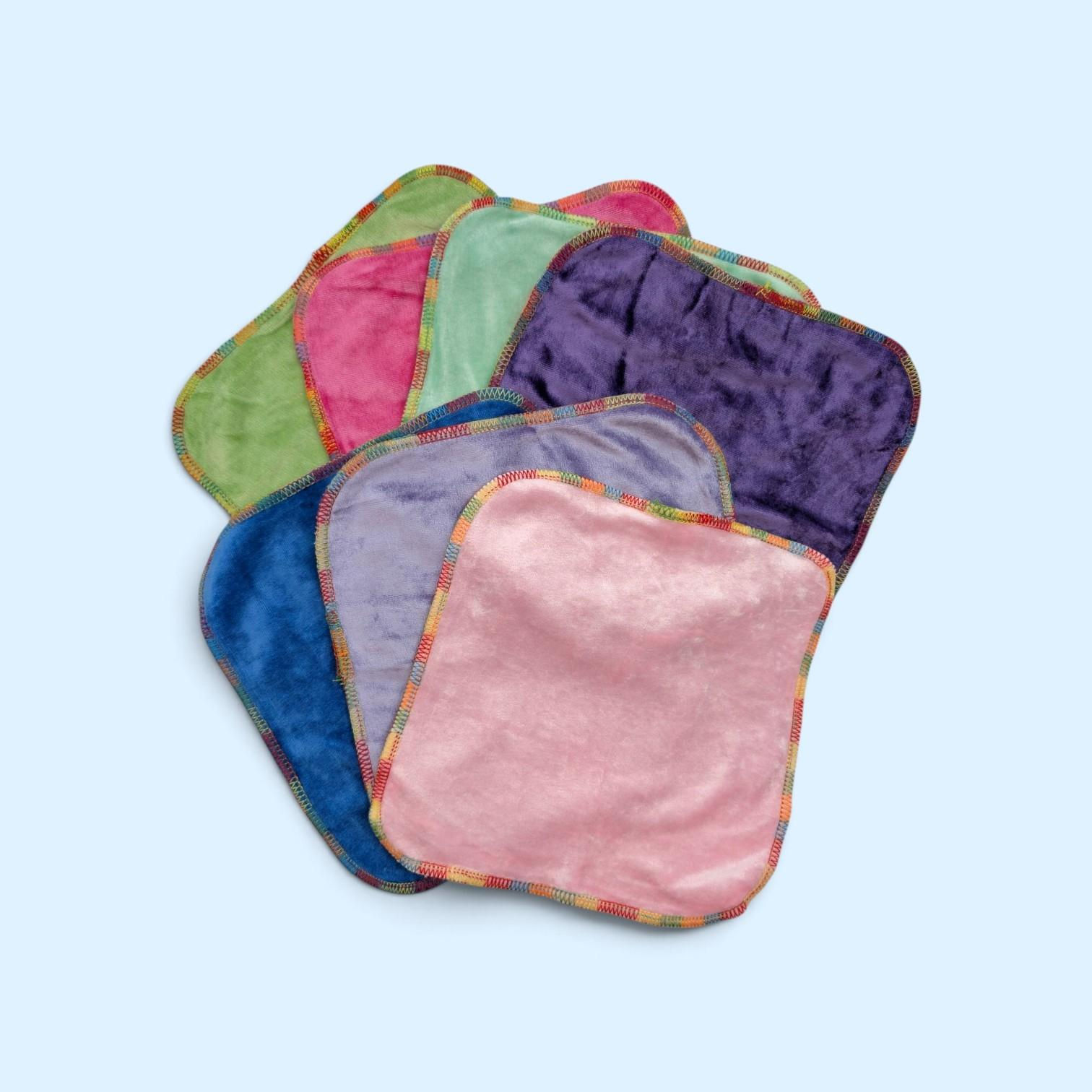 12pcs Assorted Color Bamboo Velour and Terry Washcloth