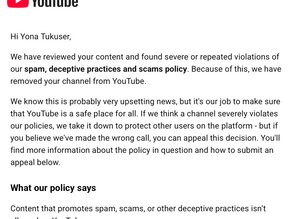 YouTube deleted my channel "Hope For Peace"