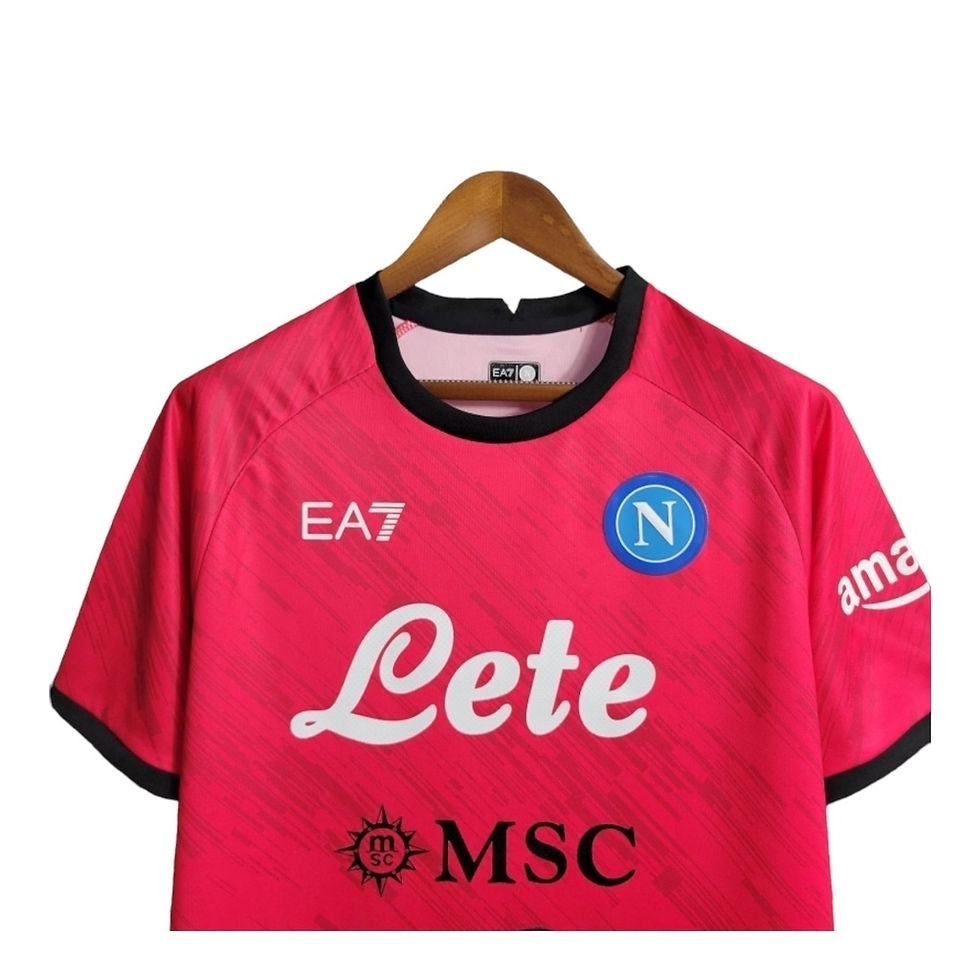 Miniatura: Camisa Napoli Edição Champions 23/24 - Torcedor EA7 Masculina - Rosa com detalhe