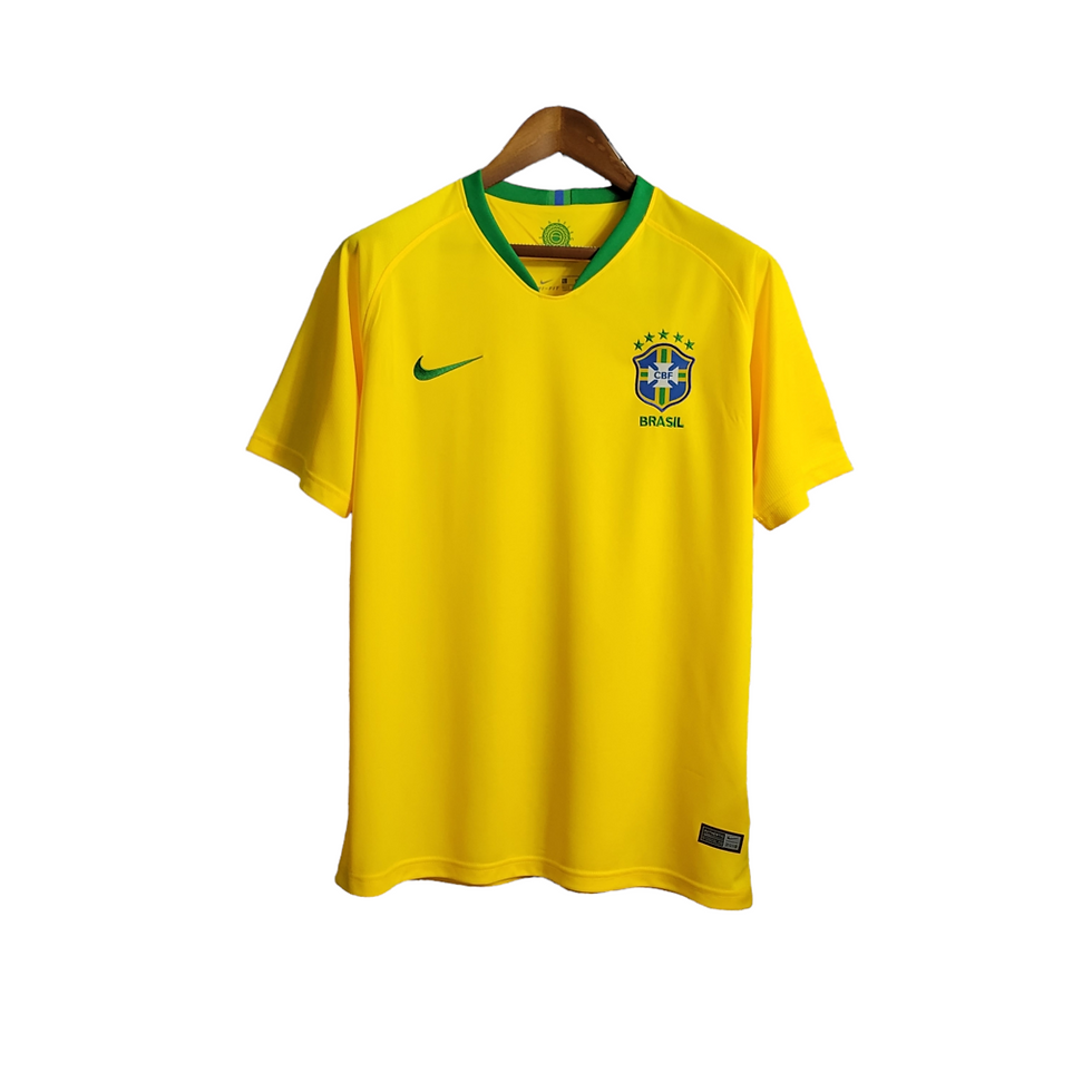 Miniatura: Camisa Seleção Brasil I 18/19 Torcedor Nike Masculina - Amarela com a gola Verde