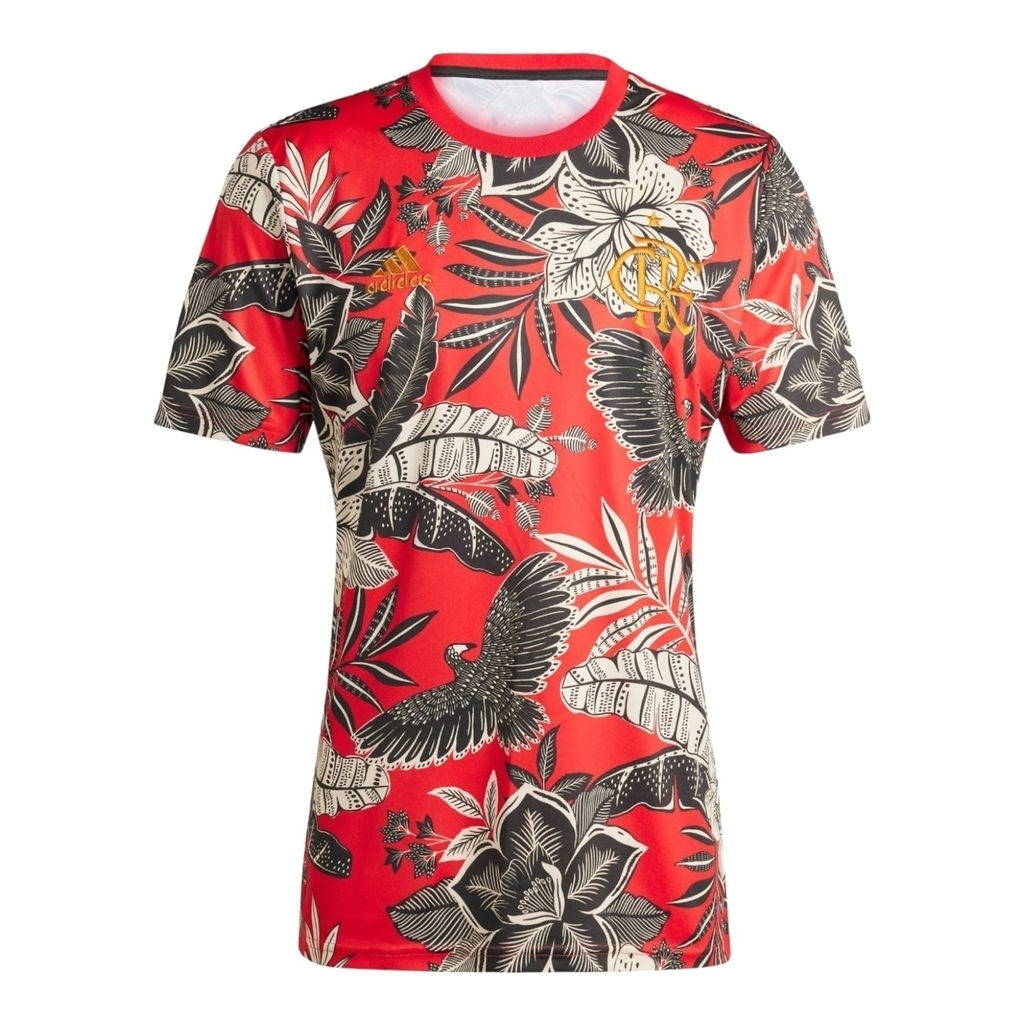 Camisa Flamengo Pré-jogo 24/25 - Torcedor Adidas Masculina - Vermelha com detalh